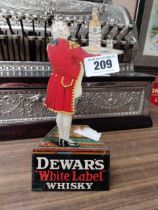 Dewar's White Label Whisky tinplate advertising figure of a butler. { 25cm H X 11cm W }.