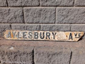Aylesbury Ave cast iron Waterford street sign {H 16cm x W 121cm }.