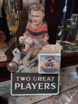 Rare Two Great Players J J McCarthy Player's Navy Cut Cigarettes cardboard showcard. {37 cm H x 22