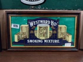 Westward Ho framed showcard. {23 cm H x 14 cm W}.