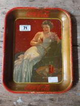 1950's Coca Cola tinplate advertising tray. {17 cm H x 23 cm W}.