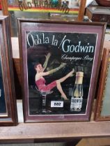 Oh La La Goodwins Champagne Perry framed advertising showcard. {36 cm H x 26 cm W}.