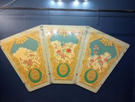 Set of three carousel hand painted panels {Each panel H 157cm x W 125cm down to W 65cm x D 3cmm }.