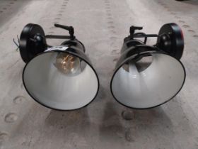 Pair of enamel wall lights. {27 cm H x 15 cm Dia.}