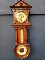 Wurttemberg clock - barometer with enamel dials. { 65cm H X 22cm W X 11cm D }.