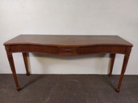 Carved mahogany server raised on carved square tapered legs in the Adams style {87 cm H x 180 cm W x