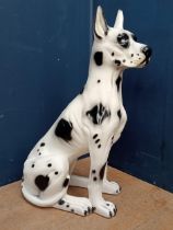 Ceramic model of a Dalmation dog. { 74cm H X 50cm W X 30cm D }.