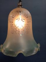 Glass tulip shade hall light { 18cm H X 17cm Dia }.