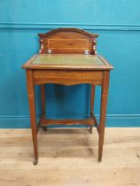 Edwardian mahogany and satinwood ladies desk with inset leather top and lift up lid {97 cm H x 54 cm