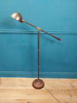 Good quality bronzed metal and leather angle poised floor lamp {130 cm H x 80 cm W x 20 cm D}.