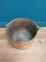 19th C. copper and brass log bucket with wrought iron handle {53 cm H x 45 cm Dia.}.
