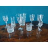 Collection of various Waterford & Galway crystal glasses and jug.{ cm H cm W cm D}.