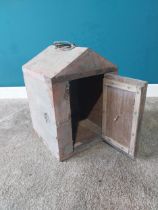 Early 20th C. pine box with wrought iron handle {41 cm H 30 cm W 30cm D}.