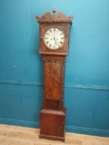 William IV mahogany longcased clock with painted dial and swan neck pediment {220 cm H x 44 cm W x