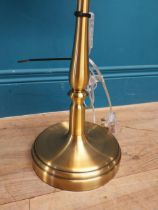 Brushed brass table lamp with shade. { 82cm H X 28cm Dia }.