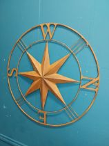 Decorative metal wall hanging compass {75 cm Dia.}.