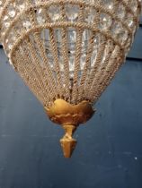 Faberge style brass and glass hanging ceiling light { 50cm H X 30cm Dia }.