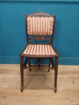 Edwardian mahogany and upholstered campaign chair {83 cm H x 40 cm W x 40 cm D}.