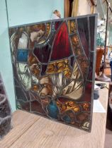 19th. C. stained glass bottom half panel depicting Mary Magdalen. { 62cm H X 59cm W }.