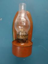 Early 20th. C. tinplate wall lamp. { 30cm H X 14cm Dia. }.