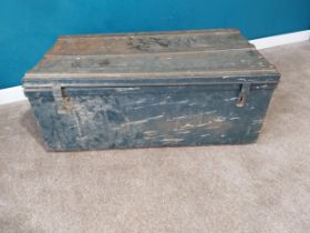 Early 20th C. tin plate trunk {40 cm H 98 cm W 54cm D}.