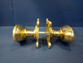 Brass Art Nouveau door oval knob set with brass plates knob{ 5cm H X 7cm W X 5cm D }.