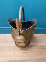 Edwardian brass coal bucket {52 cm H x 37 cm W x 36 cm D}.