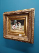 Good quality oleograph mounted in gilt frame -Children at Play . {48 cm H x 54 cm W}.