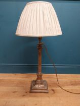 Good quality 19th C. silver plate corinthian column table lamp with cloth shade originally from