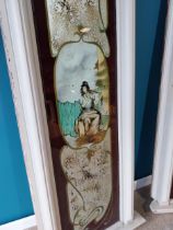 Rare pair of Art Nouveau Oriental reverse glass panels mounted in painted mahogany frames {186 cm