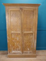 19th. C. scumbled pine two door cupboard with inverted panels, originally from Co Monaghan { 189cm H