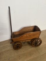 Wooden toy wagon with pull handle. { 86cm H X 68cm W X 44cm D }