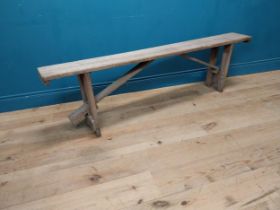 Early 20th. C. pine bench. { 50cm H X 182cm L X 23cm D }.