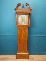 Irish Georgian mahogany longcased clock with swan neck pediment and brass and silvered dial by James