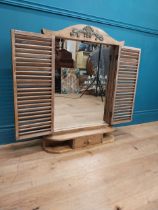 French oak shutter door wall mirrror {67 cm H x 64 cm W x 14 cm D}.