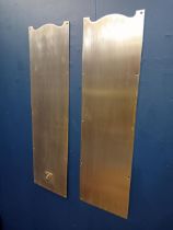 Pair of brass door plates { 84cm H X 24cm W }.