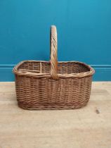 Wicker shopping basket, with bottle divider. { 33cm H X 40cm W X 38cm D }.