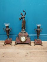 19th C. spelter and marble clock set {38 cm H x 16 cm W x 12 cm D and 60 cm H x 31 cm W x 16 cm D}.