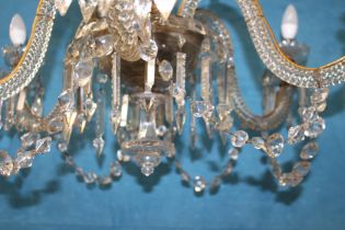 19th. C. six branch crystal chandelier. { 110cm H X 82cm Dia. }.