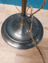 Good quality bronzed metal standard lamp with cloth shade {170 cm H x 54 cm W x 30 cm D}.
