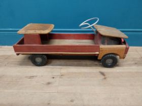 1950's handpainted wooden Child's ride along truck. {28 cm H x 66 cm W x 20 cm W}