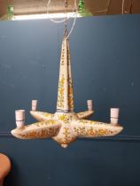 Decorative Ansley ceramic four branch hanging lamp. { 67cm H X 67cm Sq. }.