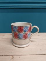 19th. C. Splatter ware mug { 10cmH X 14cm W X 10cm D }