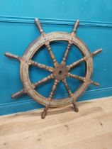 Mahogany and metal ships wheel {110 cm Dia.}.