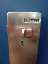 Large brass toilet door lock { 30cm H X 10cm W }.