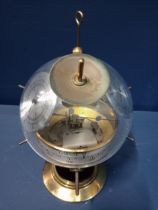 Spherical brass mounted weather station with thermometer, relative hydro and barometer dials. { 23cm