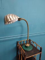 Edwardian brass clam shell desk lamp {50 cm H x 44 cm W x 15 cm D}.