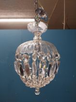 French crsytal hanging light { 32cm H X 21cm Dia }.