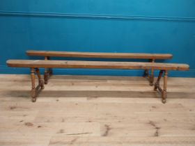 Pair of 19th. C. elm benches { 46cm H X 230cm L X 38cm D }.