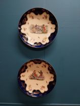 Pair of early 20th C. hand painted Austrian chargers decorated with Musical and Picnic scenes {34 cm